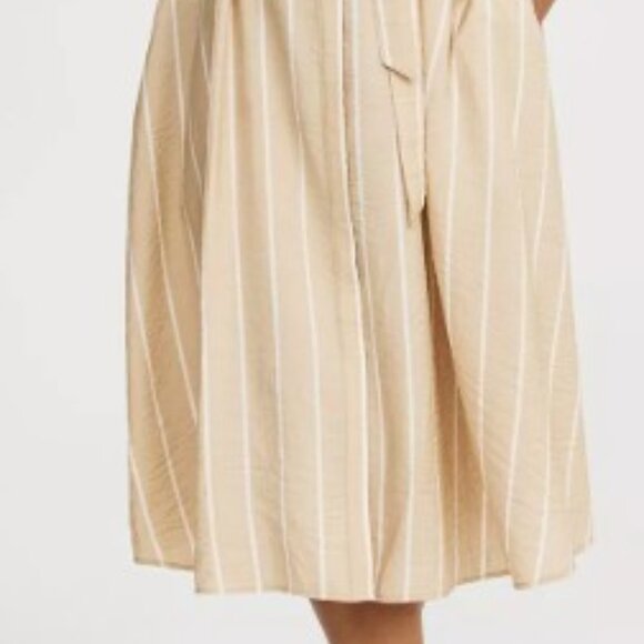 Torrid Collared Tie-Front Shirt Dress - Beig & White Stripe - Picture 4 of 6